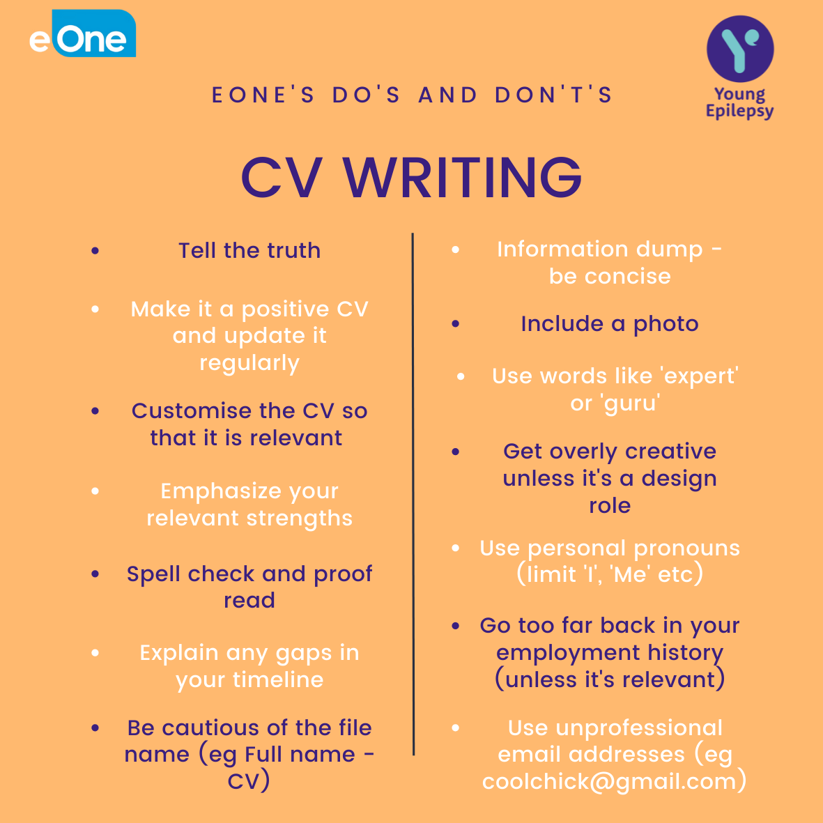 do's and don'ts for cv writing